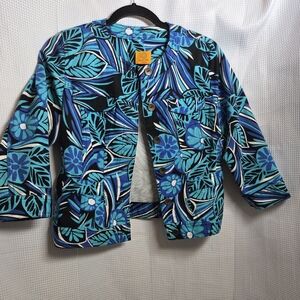 Ruby Rd Tropical Floral Cotton Cropped Petite Jacket